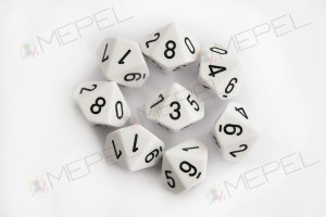 Kości Chessex - kostka k10 Opaque White/black