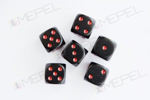 Kości Chessex - kostka k6 16mm Opaque Black/red