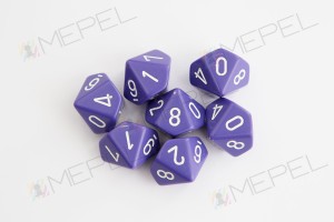 Kości Chessex - kostka k10 Opaque Purple/white