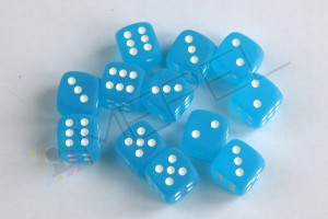 Kości Chessex - kostka k6 12mm Frosted Caribbean Blue/white