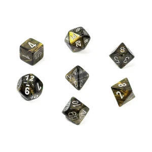 Kości Chessex - zestaw 7 kostek Leaf Black Gold/silver