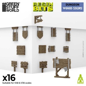 Green Stuff World: Dungeons & Fantasy - Znaki drewniane (16 elementów)