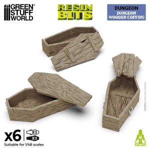 Green Stuff World: Dungeons & Fantasy - Drewniane trumny do lochów (6 elementów)
