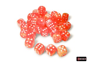 Kości Chessex - kostka k6 12mm Luminary Festive Dahlia/white (świecąca w ciemnościach)