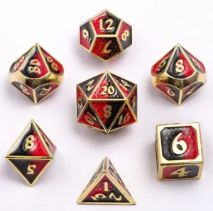 Zestaw kości: Metal Mini Behemoth - Gold w/Ruby&Black