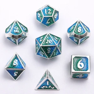Zestaw kości: Metal Mini Behemoth - Silver w/Blue&Green