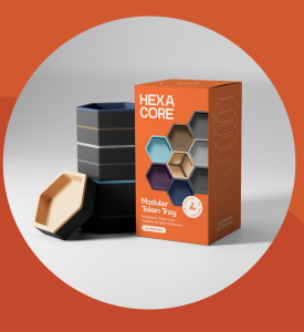 Board Geek Fox: Magnetyczne sześciokątne tacki na tokeny - earth colors (8 sztuk)