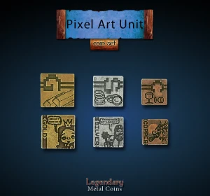Metalowe monety - Pixel Art (zestaw 24 monet)