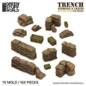 Green Stuff World: Silikonowa forma - Worki z piaskiem i skrzynie