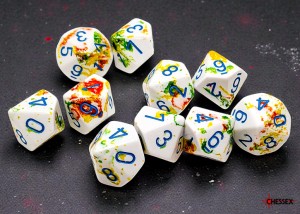 Kości Chessex - kostka k10 Brush Breezy/blue