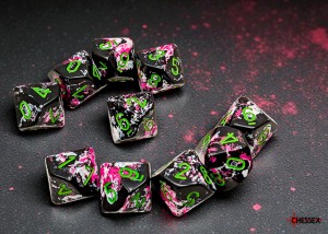 Kości Chessex - kostka k10 Brush Paintball/green