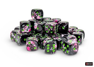 Kości Chessex - kostka k6 12mm Brush Paintball/green