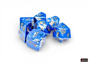 Kości Chessex - zestaw 7 kostek Brush Wavebreak/gold