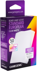 Koszulki na karty Gamegenic: Standard European (62x94 mm) - Clear Matte - 50 sztuk