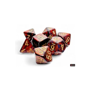 Kości Chessex - zestaw 7 kostek Scarab Mega-hedral Blue Blood/Gold