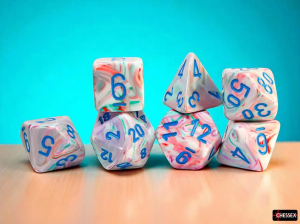 Kości Chessex - zestaw 7 kostek Festive Mega-hedral Pop Art/Blue