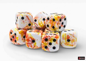 Kości Chessex - kostka k6 16mm Brush Sunrise/black