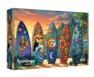 Puzzle 400 Flamingo - Letnia przygoda na fali