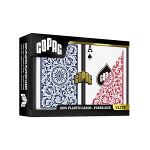 Karty do gry Copag: Elite - zestaw plastikowych kart do pokera (czerwone/niebieskie) REGULAR