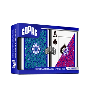 Karty do gry Copag: Neoteric - zestaw plastikowych kart do pokera (czerwony/zielony/niebieski)  JUMBO