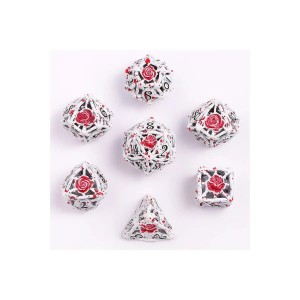 Zestaw kości: Hollow Rose Polyhedral Metal - White w/Blood Spatter