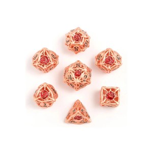 Zestaw kości: Hollow Rose Polyhedral Metal - Rose Gold
