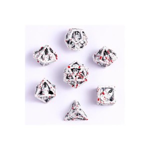 Zestaw kości: Skull's Grin Hollow Metal - White w/Blood Splatters