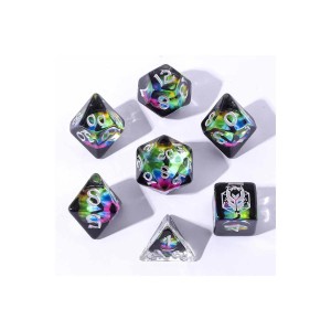 Zestaw kości: Wyrmforged Rollers Rounded Edge Resin Dragon's Eye - Chromatic