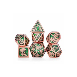 Zestaw kości: Solid Metal Dragon - Copper w/Green