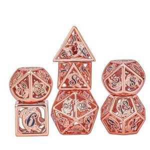 Zestaw kości: Solid Metal Dragon Polyhedral - Brushed Rose Gold