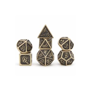Zestaw kości: Solid Metal Dragon Polyhedral - Brushed Bronze