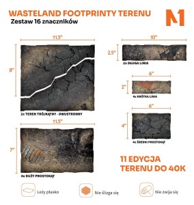 Footprinty Terenu Warhammer 40k 11. edycja - Wasteland - zestaw 16 znaczników