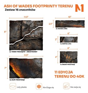 Footprinty Terenu Warhammer 40k 11. edycja - Ash of Wades - zestaw 16 znaczników