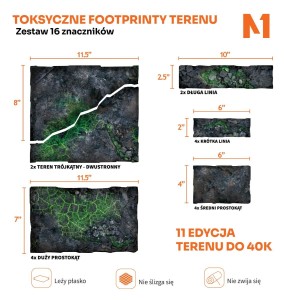 Footprinty Terenu Warhammer 40k 11. edycja - Toksyna - zestaw 16 znaczników