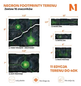 Footprinty Terenu Warhammer 40k 11. edycja - Necron - zestaw 16 znaczników