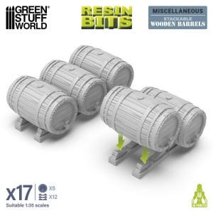 Green Stuff World: Miscellaneous - Drewniane beczki - 17 elementów