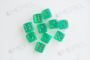 Kości Chessex - kostka k6 12mm Borealis Light Green/gold (święcące w ciemnościach)