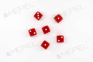 Kość/kostka do gry k6 16mm (oczka) - czerwona (100 sztuk)