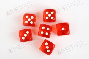 Kości Chessex - kostka k6 16mm Translucent Orange/white
