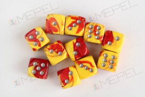 Kości Chessex - kostka k6 12mm Gemini Red-Yellow/silver