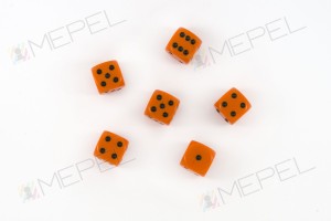 Kość/kostka do gry k6 16mm (oczka) - pomarańczowa