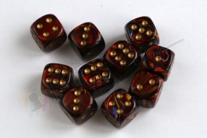 Kości Chessex - kostka k6 12mm Scarab Blue Blood/gold