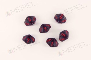 Kości Chessex - kostka k10 Translucent Smoke/red