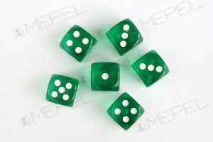 Kości Chessex - kostka k6 16mm Translucent Green/white