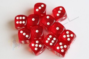Kości Chessex - kostka k6 16mm Translucent Red/white
