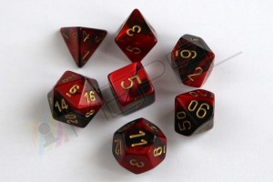 Kości Chessex - zestaw 7 kostek Gemini Black-Red/gold