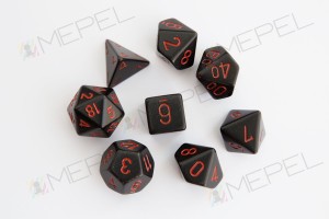 Kości Chessex - zestaw 7 kostek Opaque Black/red
