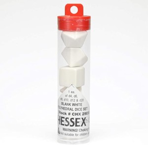 Kości Chessex - zestaw 6 czystych kostek White