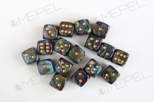 Kości Chessex - kostka k6 12mm Lustrous Shadow/gold
