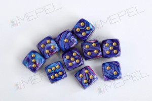 Kości Chessex - kostka k6 12mm Lustrous Purple/gold